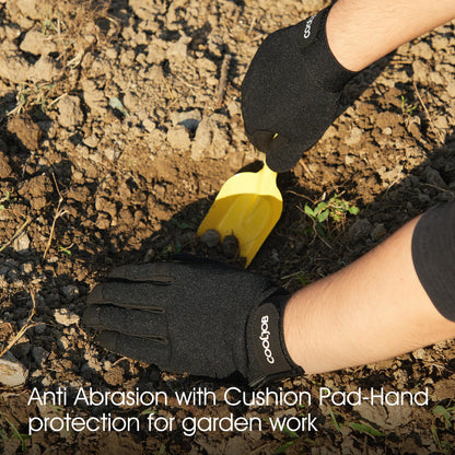COOLJOB Thorn Proof Garden Gloves with Touchscreen Fingers for Men, Rose Pruning Work Gloves with Palm Cushion for Gardener, Farmer and Landscaper (Black 1 Pair Large)