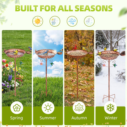 YOFOVI Metal Bird Bath for Outside, 40 Inch Tall Standing Bird Baths Bowl with Detachable Birds Feeder, Heavy Duty Birdbaths for Outdoors, Garden Yard Decor, Copper