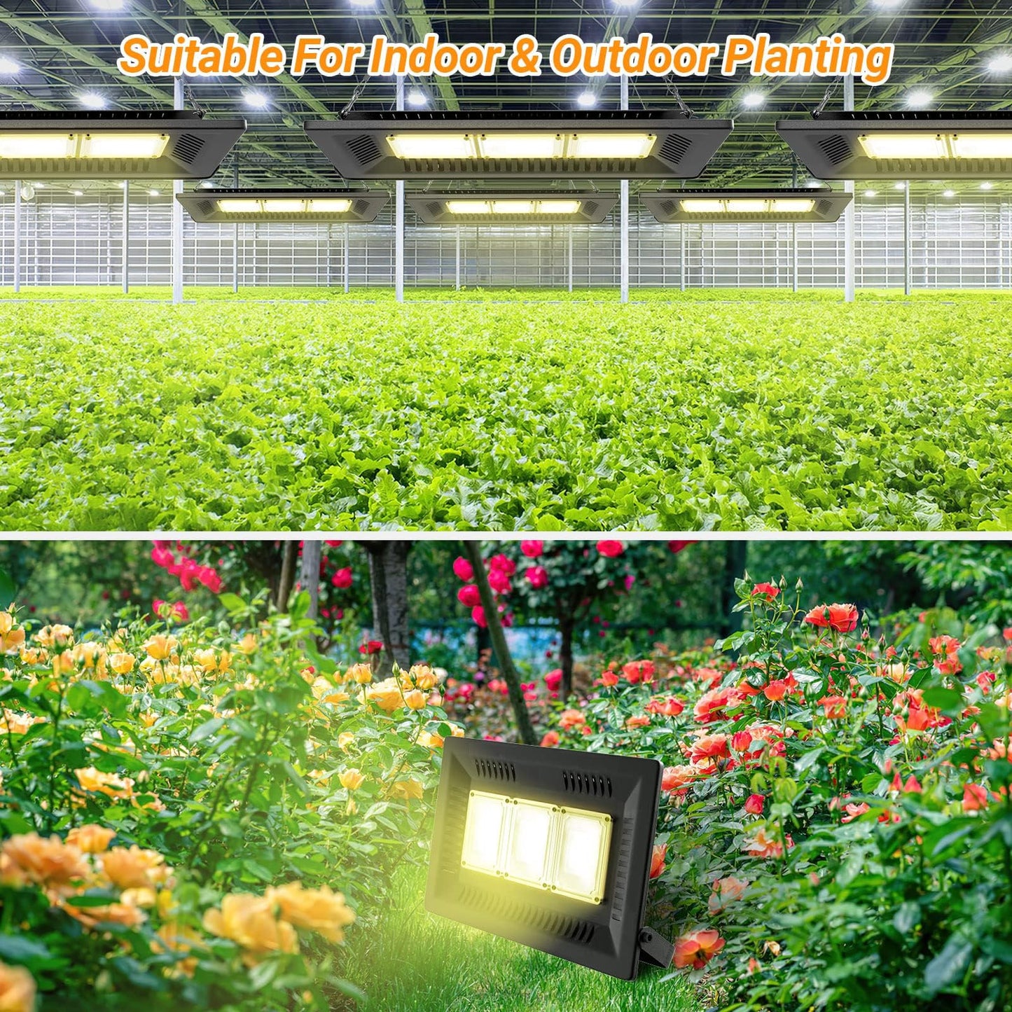 Relassy 450W Waterproof Led Sunlike Full Spectrum Outdoor, Grow Light with No Noise, Heat Dissipation for Indoor Outdoor Plants Seedling, Growing, Blooming and Fruiting