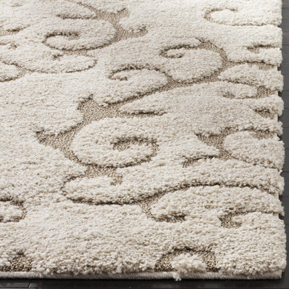 SAFAVIEH Florida Shag Collection Area Rug - 5'3" x 7'6", Cream & Beige, Scroll Design, Non-Shedding & Easy Care, 1.2-inch Thick Ideal for High Traffic Areas in Living Room, Bedroom (SG470-1113)