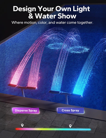 POOLHACKER Solar Pool Fountain with 10-Color LED Lights, Newly Refined Streamlined Design, Auto Dusk Sensor & Timer, Remote Control, Dual-Head Adjustable Spray for Above & Inground Pools