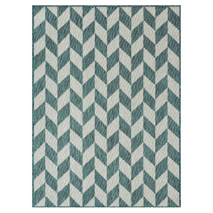 Nicole Miller New York Patio Country Calla Contemporary Herringbone Indoor/Outdoor Area Rug, Green/Cream, 6'6"x9'2"