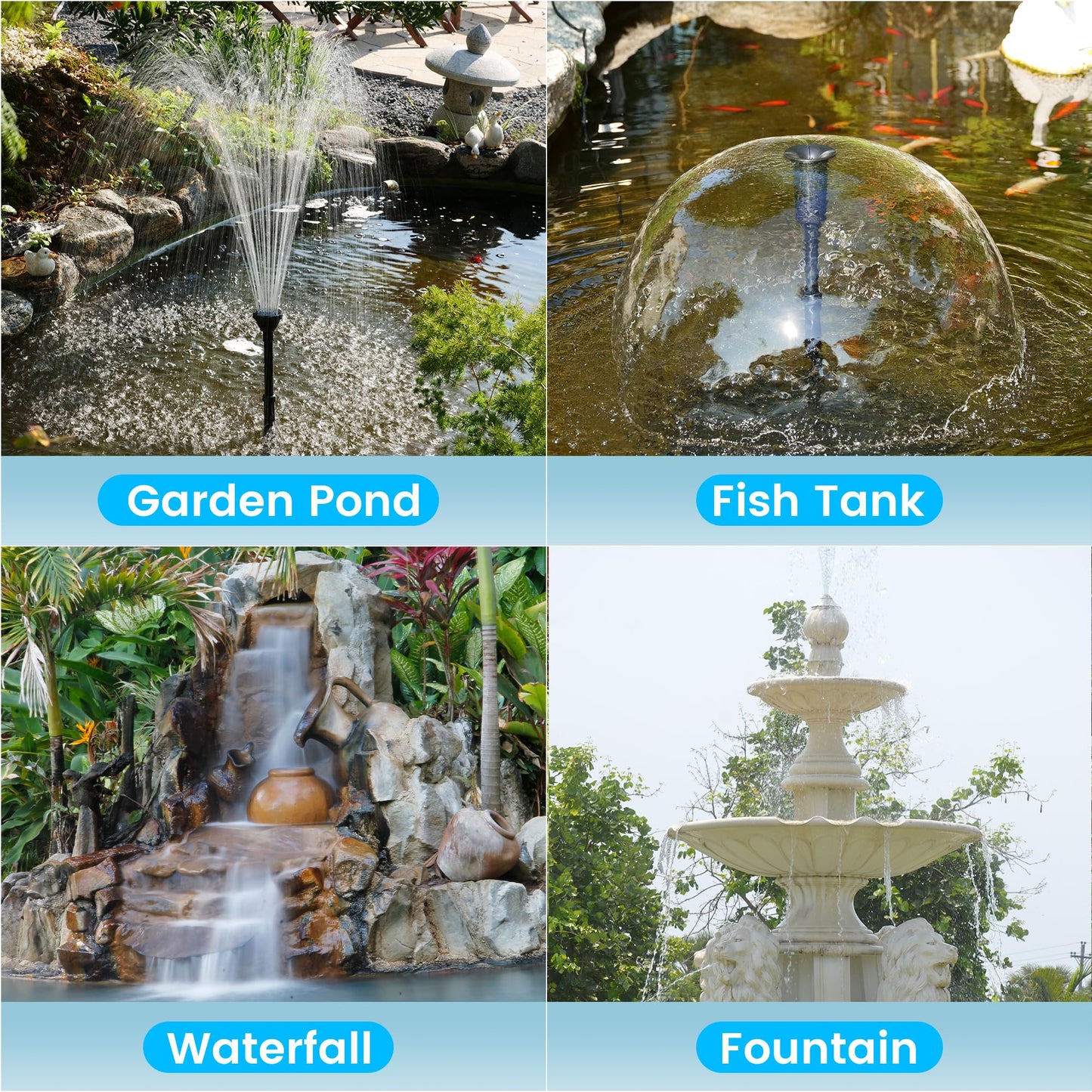 POPOSOAP Pond Filter Pump Fountain Kits with UV Clarifier, 660GPH/40W Pond Pump and Filter Kit for Outdoor Ponds Clearing Koi Pond Garden Fish Tank Aquarium Water Features