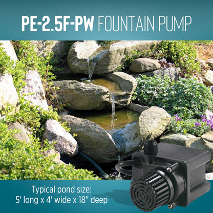 Little Giant PE-2.5F-PW 115 Volt, 1/28 HP, 475 GPH Submersible Direct Drive Pump for Small Ponds or Fountain with 15-Ft. Cord, Black, 566612