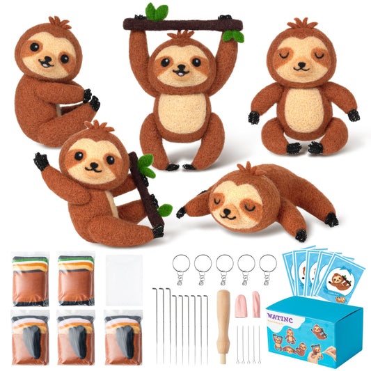 WATINC Needle Felting Starter Kit - Cute Doll Wool Felt Needle Felting Tools Foam Pad, DIY Home Decoration Needle Felting Craft Party Supplies for Beginners