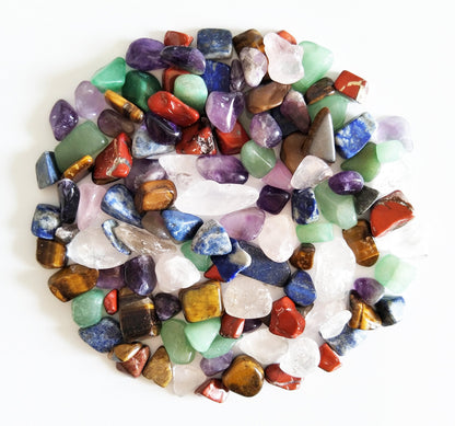 Mina Heal Chakra Stones Collection, Tumbled and Polished Natural Crystas, Mixed 7 Chakra Stones for Meditation, Energy Balance and Decorative Use (160g 15-25mm)