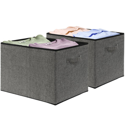 Simple Houseware 15 x 13 Inch Collapsible Fabric Storage Bin with Handles, 2 Pack, Dark Gray