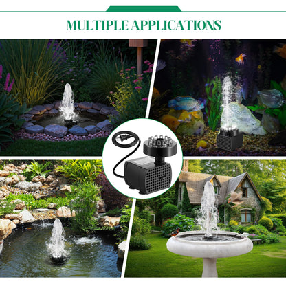 Dunkive Bird Bath Fountains with 12 LED Lights, 24 Hour Working Fountain Pump with Light, Adjustable Watering Submersible Pump for Outdoor Water Garden, Pond(Cool White)