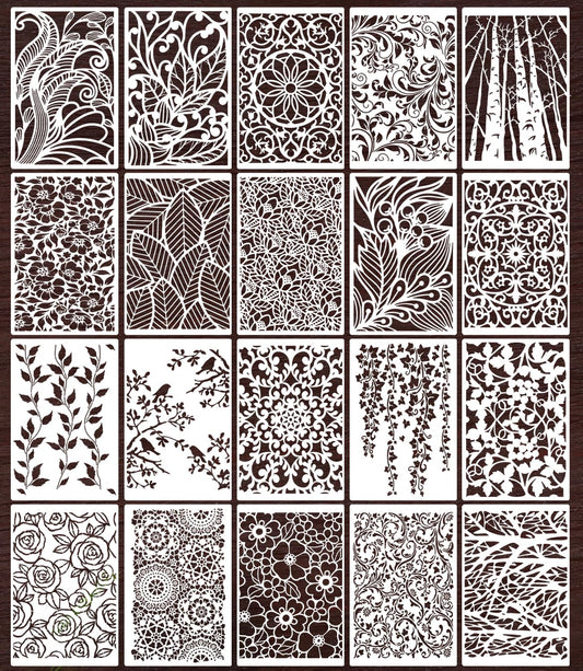 Stencils for Crafts Reusable Texture Stencils Floral Stencil Tree Leaf Vine Stencil for Painting on Wood Canvas Furniture Cards Scrapbook