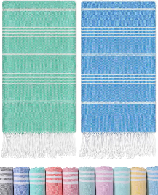 Antfuny 2 Packs Turkish Beach Towels Pool Towel Beach Mat Sauna Blanket Fast Drying Sand Proof Cute Aesthetic Travel Trip XXL Big Wet Cool Beaxh Towell Besch Tows Inside Bundle Couple Cat Each towela