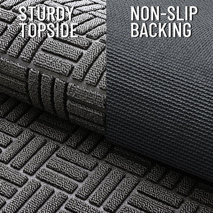 OLANLY Front Door Mat Outside Entrance 47x32, Absorbent, Heavy Duty Sturdy Natural Rubber Doormat Indoor Outdoor, Stain and Fade Resistant, Non-Slip Backing Low Profile Floor Mat for Entryway, Grey