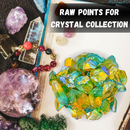 Amazing Gemstone Yellow Aqua Aura Quartz Raw Crystals Point and Healing Stones, Natural Rocks for Meditation and DIY Raw Stones and Crystals (1 lb)