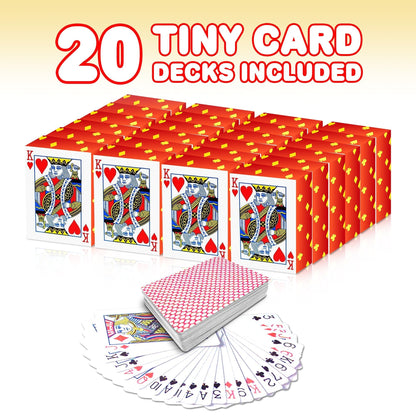 Gamie Pack of 20 Mini Playing Cards - Poker Mini Card Deck - Miniature 1.5 Inch Card Set - Small Casino Game Cards for Kids, and Adults - Great Novelty Gift, Party Favor for Boys and Girls