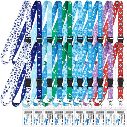 20 Pack Cruise Lanyards Carnival Cruise Lanyard with ID Holder Waterproof Cruise Lanyard Detachable Buckler for Cruise Ships Cards Women Men Cruise Accessories