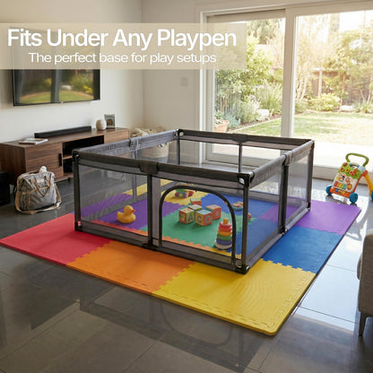 FlooringInc Baby Play Mat for Floor, Extra Large 2'x2' Foam Floor Tiles for Kids, Soft Interlocking Puzzle Mat, 1/2 Inch Thick, Non-Toxic EVA (Rainbow, 48 Tile Pack, 192 Sq Ft)