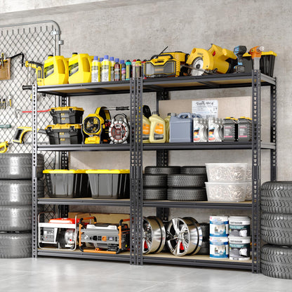 ExploreHorizon Heavy Duty Garage Storage Shelves, 2400 Lbs Capacity, 4-Tier Adjustable Storage Shelving Unit, 48" L x 24" W x 60" H Metal Shelving Racks for Kitchen Pantry Basement Bathroom Laundry