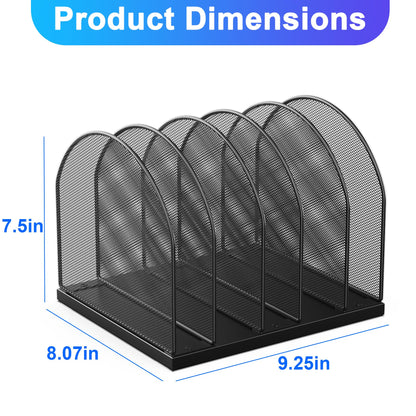 gianotter Desktop File Organizer, Desk Organizer with 5 Compartments, Paper Organizer for Desk, Workspace Organizers for Office Supplies (Black, Upright Style)