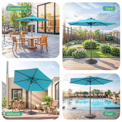 Bonosuki 7.5ft Outdoor Umbrella Patio Umbrella 2-Year-Non-Fading Steel umbrella outdoor patio with Push Button Tilt and Crank, Turquoise
