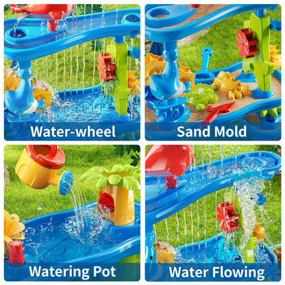 KIZONLY Water Table for Toddlers 1-3 3-5, 5-Tier Water Table for Kids with Sand Beach Toys, Water and Sand Sensory Table Beach Outdoor Birthday Gifts Toys for Kids Toddlers Age 3 4 5 6 7 8 Boys Girls