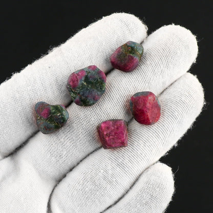 CRYSTALIS 5pcs, 8-10mm Natural Ruby-Kyanite Small Raw Crystals, Loose Gemstone Wholesale Bulk Rough Jewelry Making Supply, Chakra And Healing Stones, Wire Wrapping, DIY, Tumbling, Gem Collection