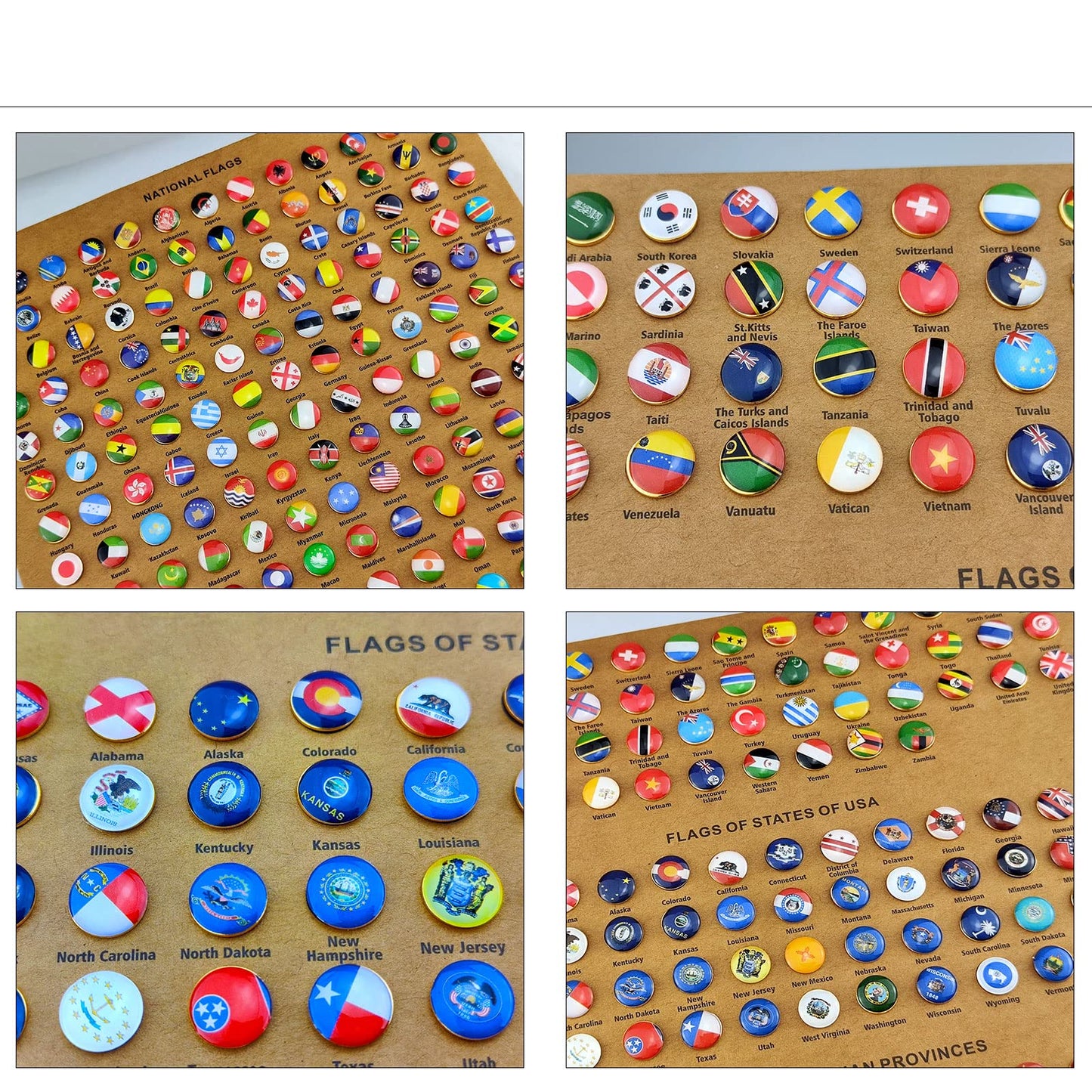Map Pins, 291Pcs Flags Pins of The World Map Pin Board, Decorative Push Pins for Cork Board, Travel Map