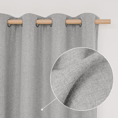 NICETOWN Soft Cotton Washed Linen Curtains 84" Length, Room Darkening Window Treatments for Bedroom, Grey, 1 Pair=104" Width