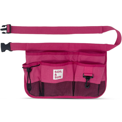 Soil & Sun Garden Tool Belt for Women, Tool Apron, Utility Belt Women, Teacher, Canvas Waist Apron with Pockets,Garden Aprons (Pink)