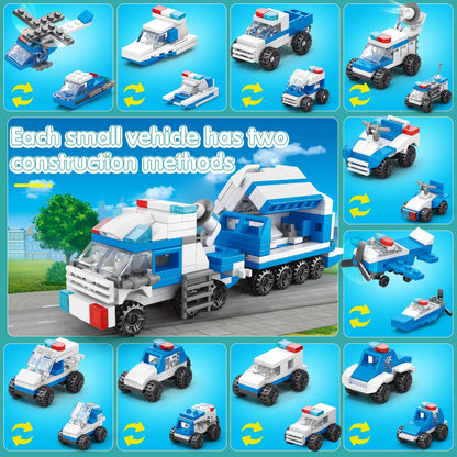 Sawaruita 30Pack Mini Cars Building Blocks Party Favors for Kids-Bulk Fire Truck,City Police Car,Construction Vehicle for Birthday Goodies Bag Easter Filling,Classroom Prizes for Boys 6-12