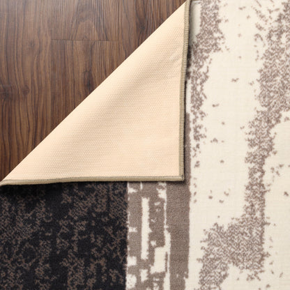 Superior Indoor Area Rug, Plush Carpet Cover, for Kids or Pets, Hallway, Entryway, Living Room, Dining, Bedroom, Office, Kitchen, Modern Geometric Patchwork, Rockwood Collection, 12' x 18', Chocolate