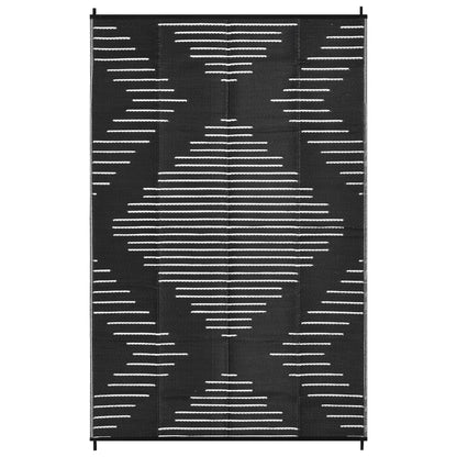 Garvee Waterproof Outdoor Area Rug 9x12 Plastic Reversible Rug for Patio Decor Easy-Cleaning Large Floor Mat for Camping RV Porch Deck Backyard Balcony Picnic Black White