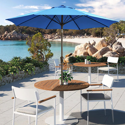LOUNZY 9FT Large Outdoor Patio Umbrella Table Umbrella-UV Resistant,Easy Push Button Tilt and Crank,8 Sturdy Fiberglass Ribs Pool Umbrella for Patio,Backyard,Deck,Yard,Market,Blue