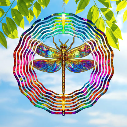 FLAGWIX Dragonfly Gifts for Women - 3D Stainless Steel Metal Wind Spinners 12 in - Dragonfly Wind Spinners Outdoor, Yard Garden Decor for Outside, Mothers Day Birthday Garden Gifts for Mom Grandma