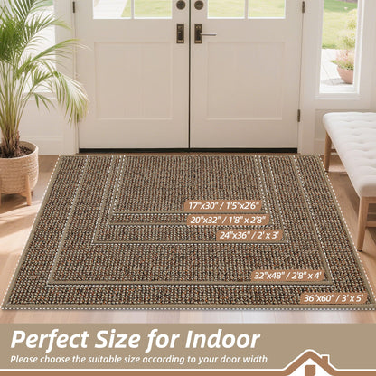 BEQHAUSE Dirt Trapper Door Mat 24" x 36", Non-Slip Washable Doormats Entrance Mat, Dirt Resistant and Absorbent Welcome Mat, Low Profile Floor Mats for Front Back Door and Entryway, Beige