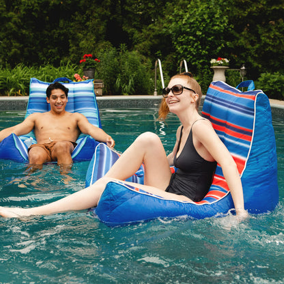 Big Joe Captain's Float No Inflation Needed Pool Lounger with Drink Holder, Blurred Americana Double Sided Mesh, 3ft