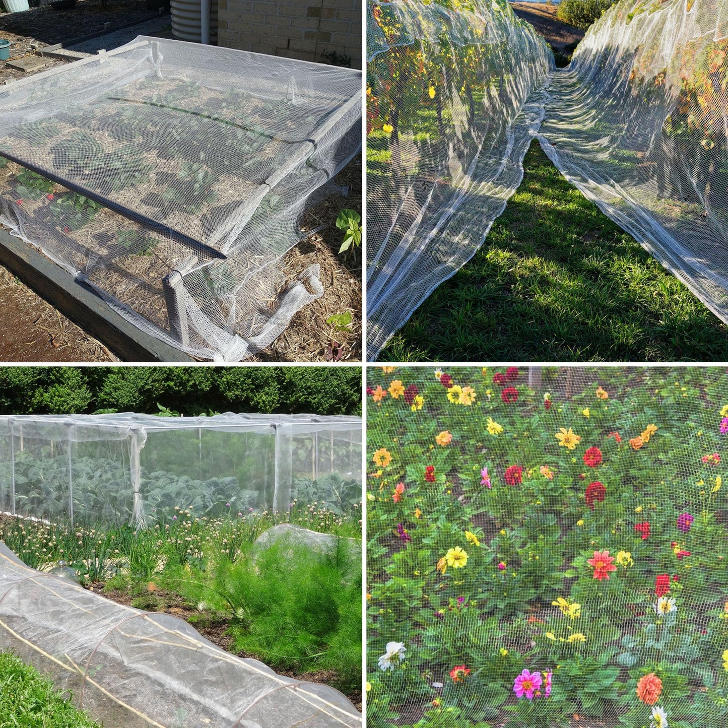 Unves 2 Pack 10 x 33 FT Garden Netting, Mosquito Net Ultra Mesh for Garden Protection Vegetable Fruits, Raised Bed Plant Covers Insect Bird Netting Protect Plants from Birds Bugs