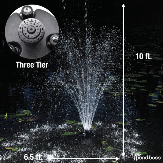 Pond Boss DFTN12003L Floating Fountain With Lights, 50 Foot Power Cord, 1/4 hp