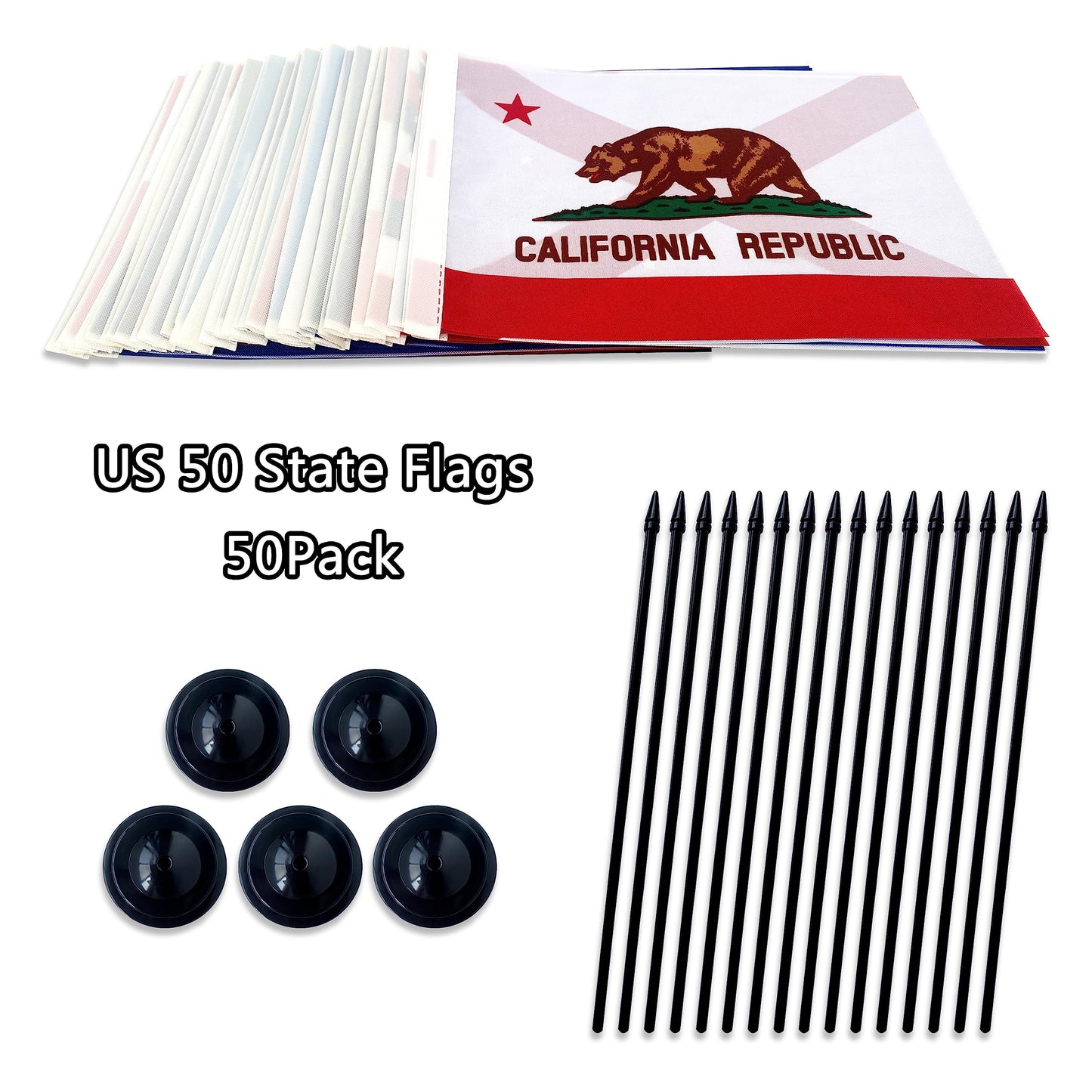 TSMD US 50 State Desk Flags Set Small Mini Office Table Stick Flag with Stand Base for Classroom Decorations,5x8 Inch