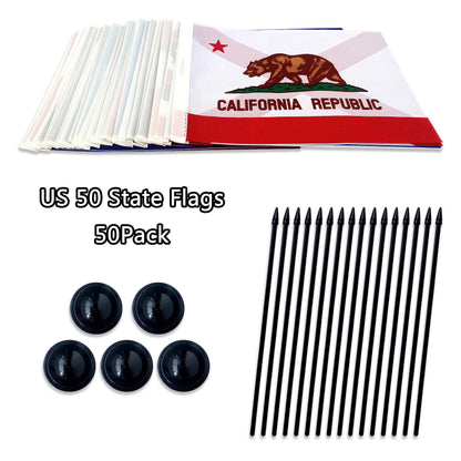 TSMD US 50 State Desk Flags Set Small Mini Office Table Stick Flag with Stand Base for Classroom Decorations,5x8 Inch