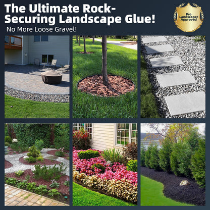 Shabebe Rock Glue for Landscaping – 2 Gallon Mulch Glue with Grip Max, Strong Adhesion& Max Coverage Gravel Binder for Rocks, Gravel & Pine Straw, Covers Up to 3X Area, Fast-Drying & Weather-Resistant
