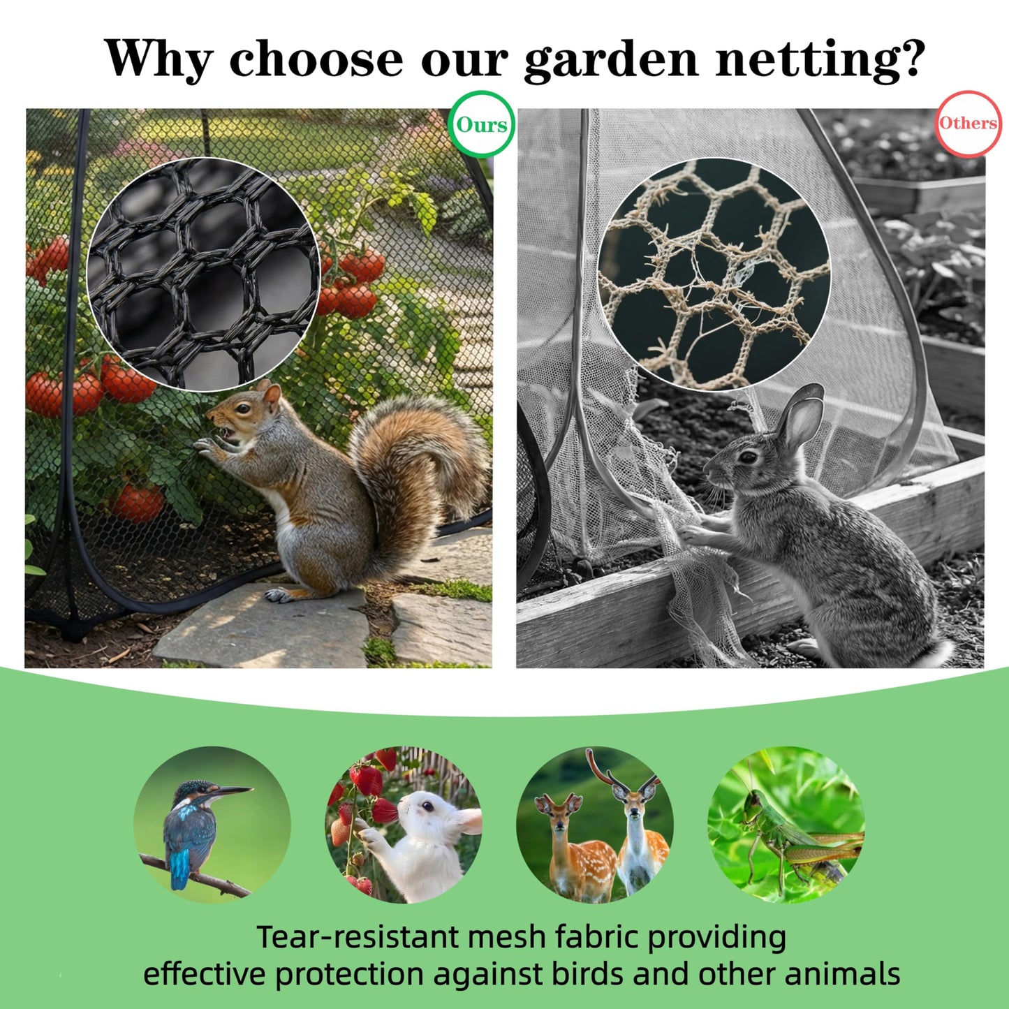 2PCS Pop-Up Garden Netting Protector with 2 Storage Bags & 16 U-Shaped Nails, 28"x28"x32" Plant Shade Tent， Mesh Plant Cover from Animals for Vegetables Fruits Flowers
