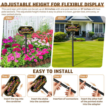 Welcome to My She Shed Garden Sign with Adjustable Stake, 10x5 Inch Aluminum Outdoor Yard Sign, Adjustable 24" & 37" Height, Weatherproof Outdoor Garden Decor for Outside, Gardening Gifts for Women
