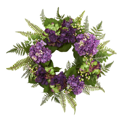 Nearly Natural 24in. Artificial Hydrangea Berry Wreath
