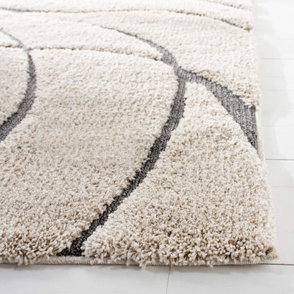 SAFAVIEH Florida Shag Collection Accent Rug - 2'3" x 5', Cream & Grey, Non-Shedding & Easy Care, 1.2-inch Thick Ideal for High Traffic Areas in Entryway, Living Room, Bedroom (SG471-1180)