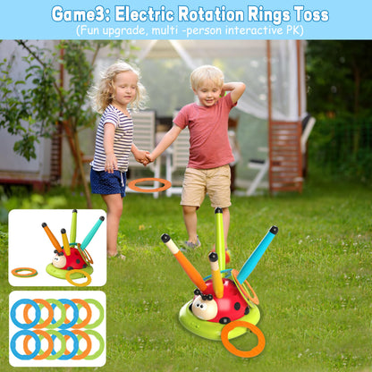 Engfa 3 in 1 Musical Jump, Toss Ring Game and Stomping Launch Rocket Launcher for Kids Toys for Girls Boys 3-5, Sports & Outdoors Toy for Ages 5-7 with Remote Control Outside Toys for Kids Ages 4-8