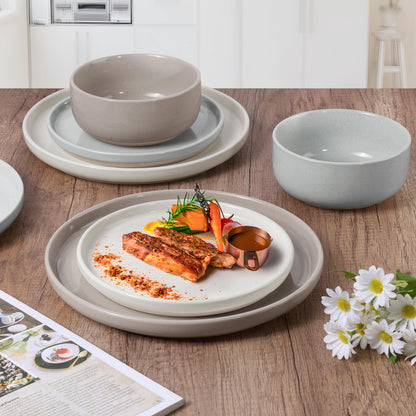HaWare Stoneware Dinnerware Sets, 18-Piece Plates and Bowls Set for 6, Dishes Set for Home Restaurant, Speckled Multicolor