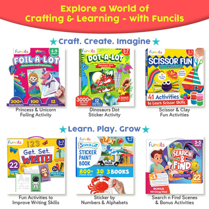 Funcils Search and Find for Kids & Toddlers - Preschool Learning Activity Book, Art and Craft Supplies, Seek Find Games, Birthday Gifts for Girls & Boys, Educational Toys for Ages 3, 4, 5, 6 Year Old