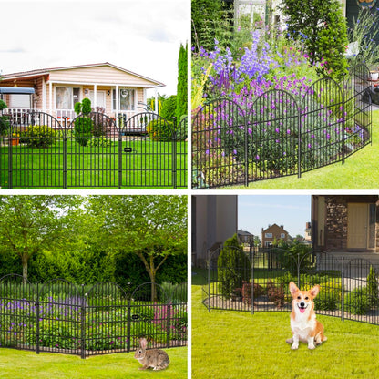 Okaygardn Tall Garden Fence with Gate, 32 in(H) x35 Ft(L) Garden Fencing Animal Barrier, 16 Panels Dog Digging Fences Barrier, Black Rustproof Flower Fence Border, Flower Bed Fencing for Outdoor Yard