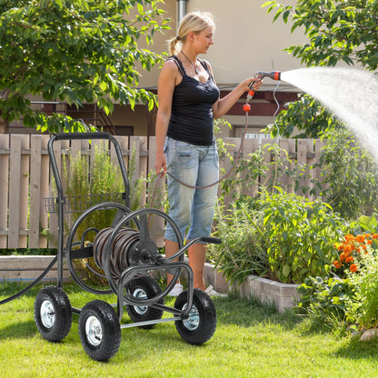 Autodaya 250FT Garden Hose Reel Cart with 10" Pneumatic Tires, Heavy-Duty Steel Frame for Tangle-Free Water Hose Storage, Easy-Rolling Lawn & Yard Hose Holder