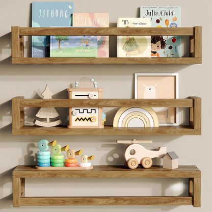 TidyCorner Upgraded Thick Floating Shelves, Solid Wood Bookshelf for Wall, Floating Book Shelves Use as Wall Shelves for Bedroom, Living Room, Kitchen, Books, Spice Rack & Decor – Dark Walnut Brown