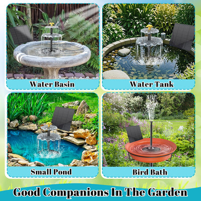 Bird Bath Solar Fountain Pump, Water Pump Set Solar Powered Waterfall Featur, DIY Solar Fountain Detachable and Suitable for Birdbath Garden Decoration Outdoor Bird Feeder (3-Tier)